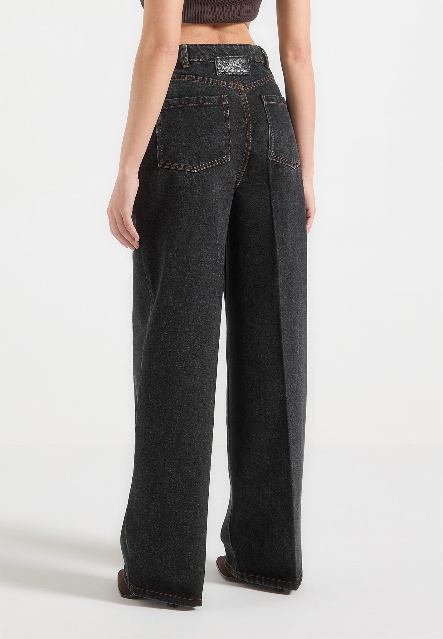 Astrid - Wrapover Wide Leg Jeans – Black Female Product Image