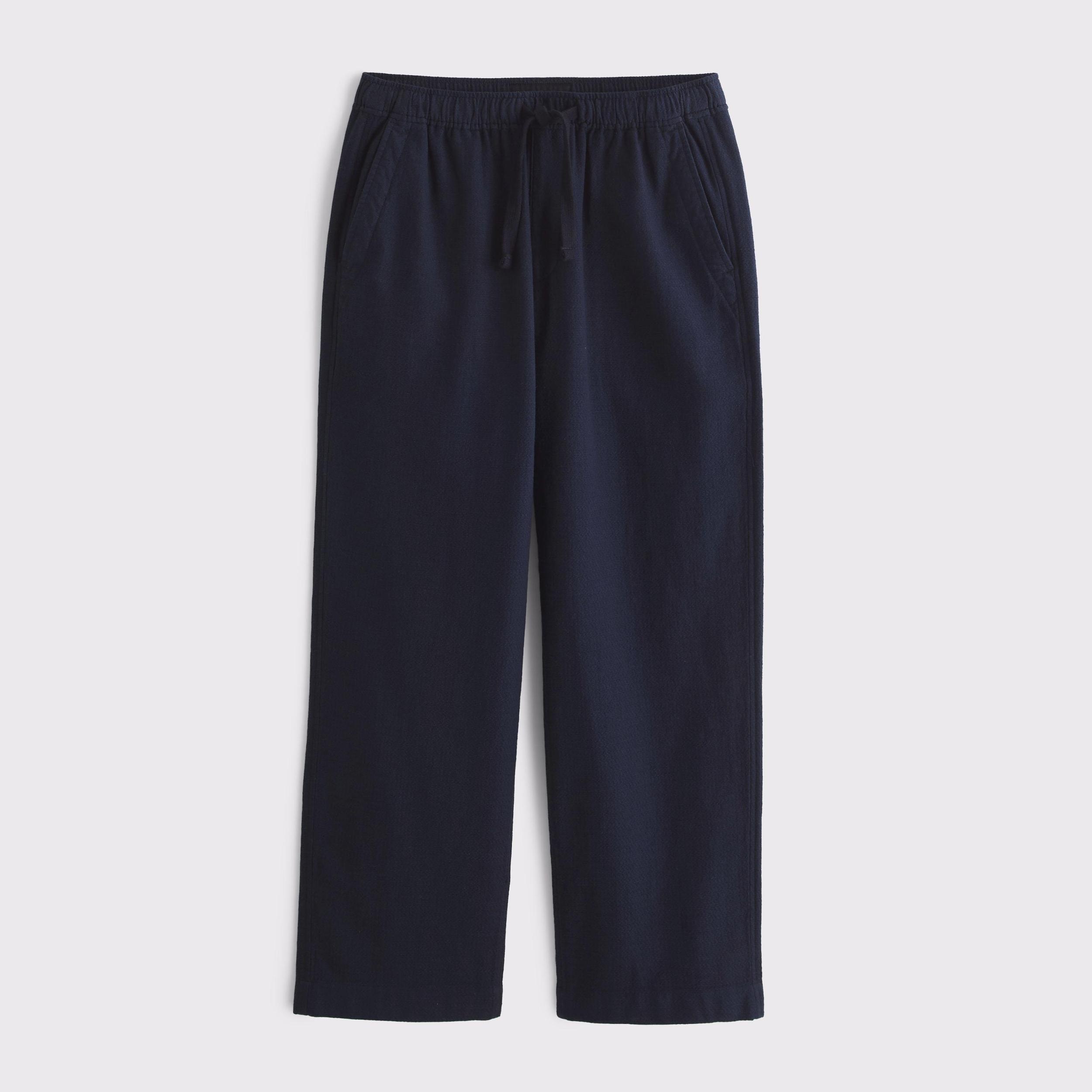 Baggy Cotton Textured Pull-On Pant Product Image