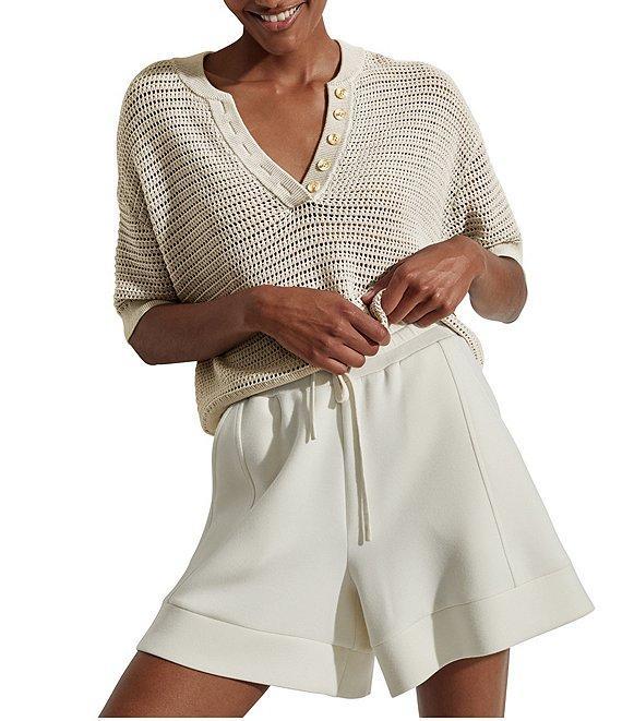 Varley Callie Knit Boxy Split V-Neck Short Sleeve Top Product Image
