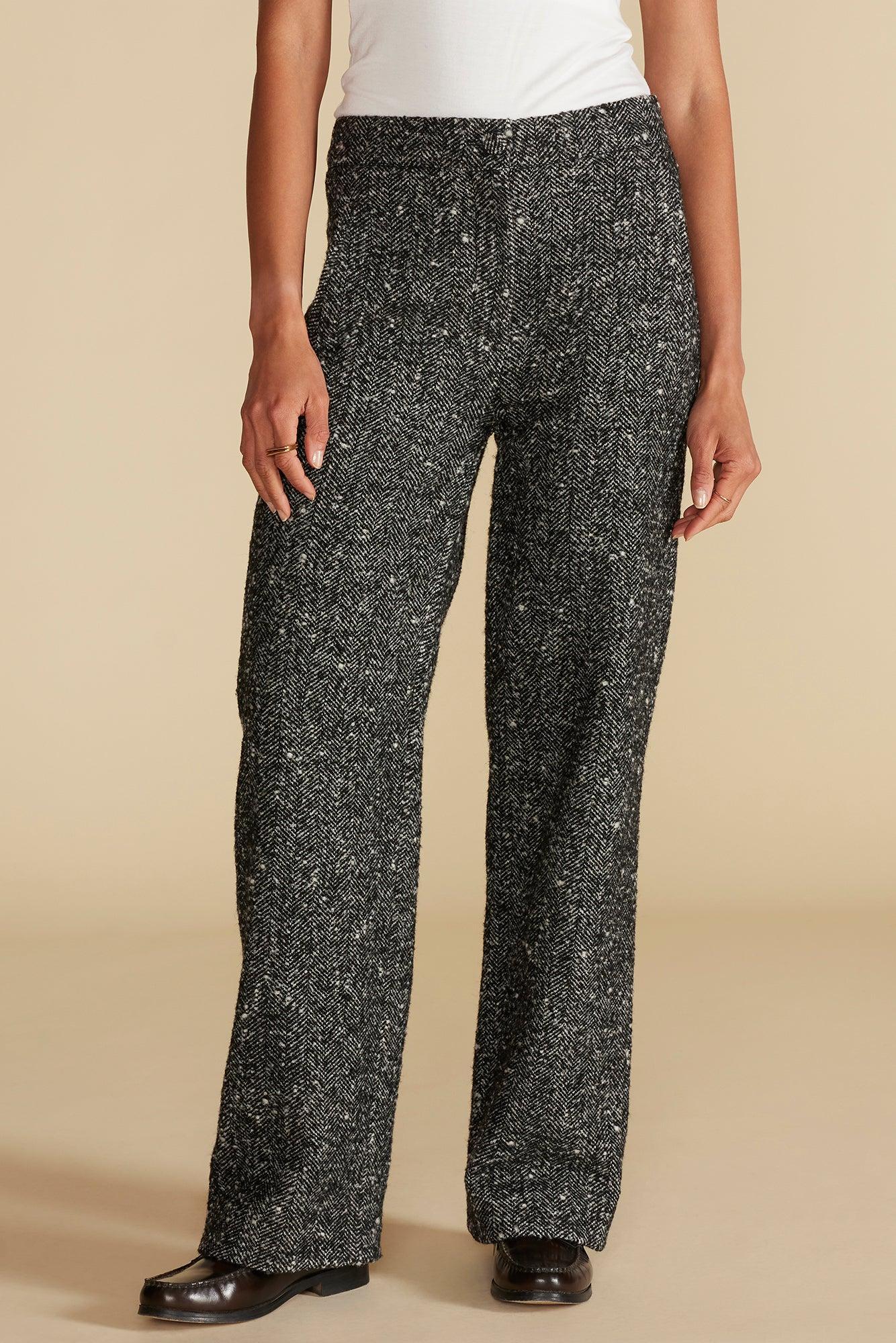 Estie Straight Leg Pant - Black Herringbone Product Image