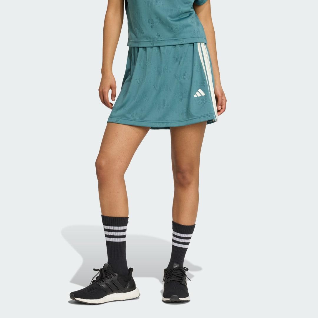 adidas Stadium 3-Stripes Tennis Inspired Jacquard Skirt With Short Preloved Ink XS Womens Product Image