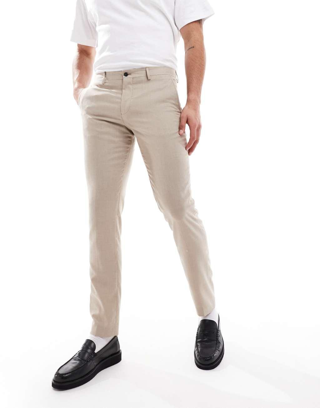 Jack & Jones super slim pants in beige  Product Image