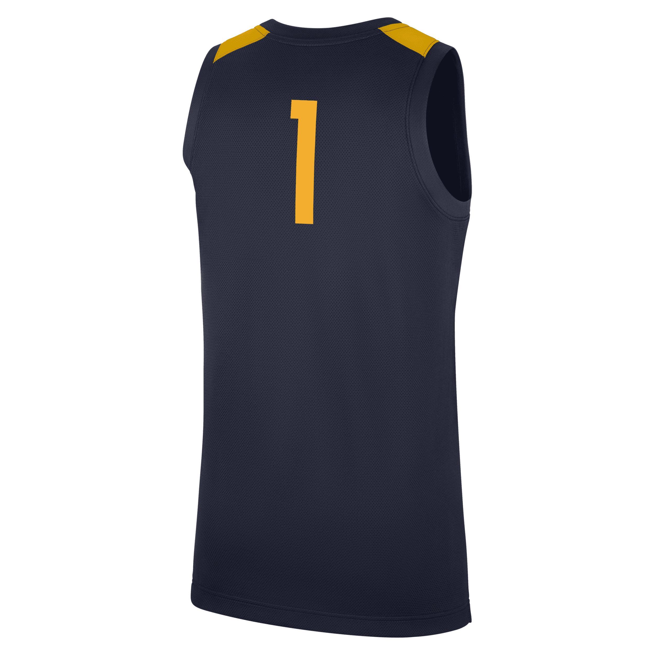 Men's Nike #1 Navy West Virginia Mountaineers Replica Jersey, Size: Large, Blue Product Image