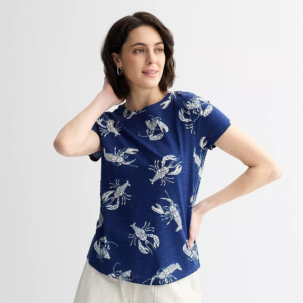 Women's Sonoma Goods For Life® Short-Sleeve Crew Tee, Size: XS, Blue Palm Scenic Product Image