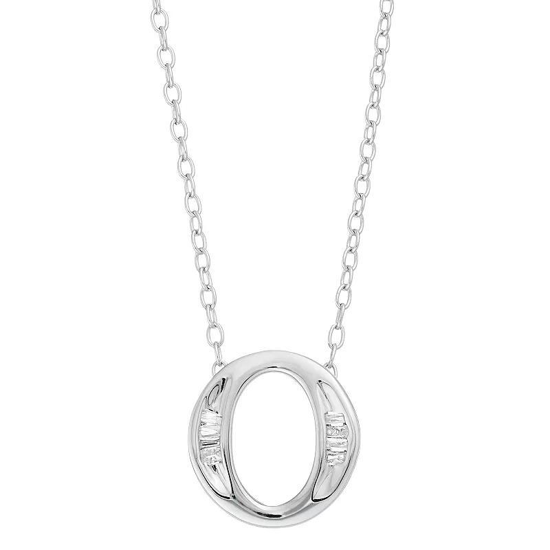 Sterling Silver Baguette Diamond Initial Pendant Necklace, Women's, Size: 18" Product Image