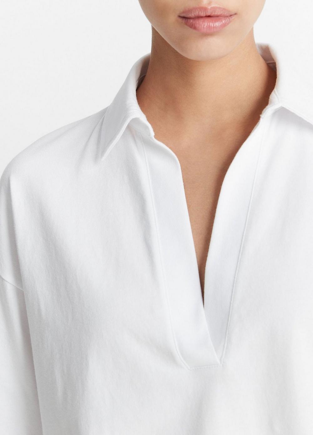 Womens Cotton Long-Sleeve Polo Top Product Image