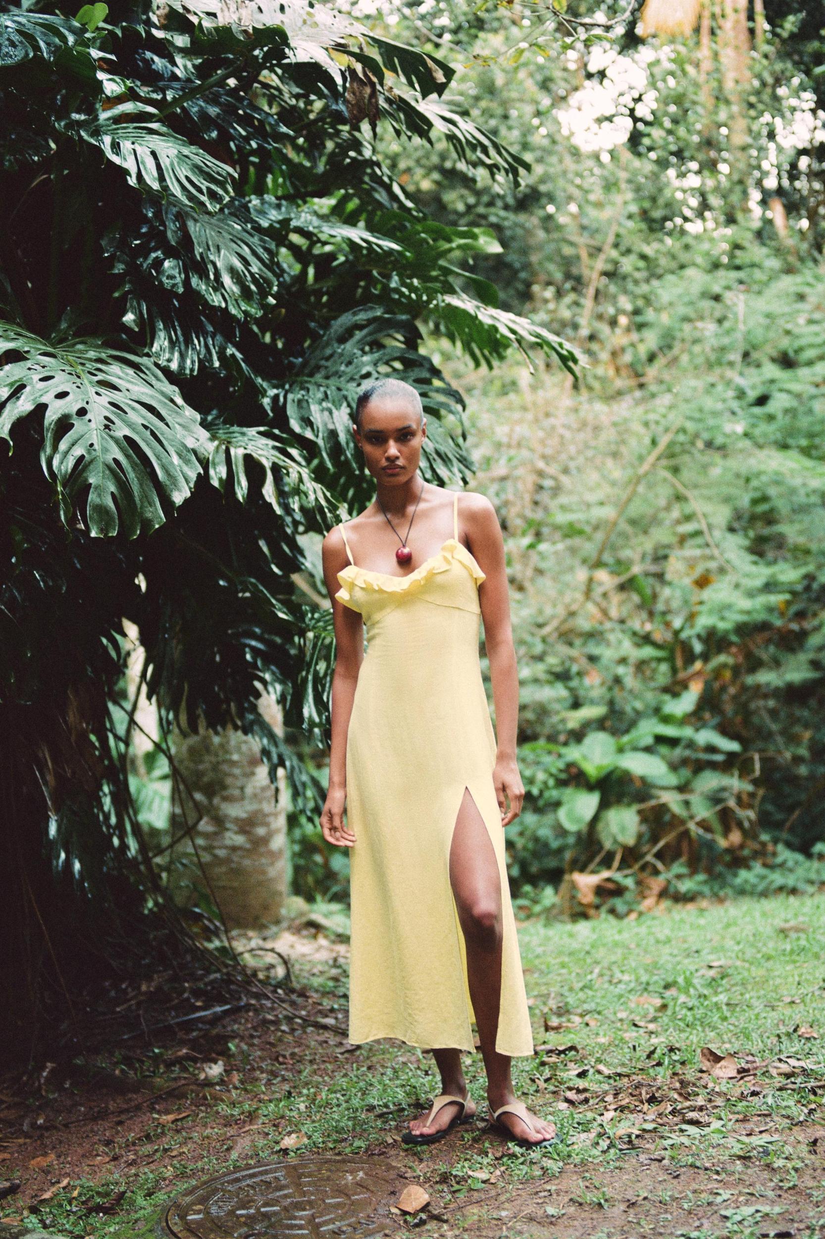 RAMIE MIDI DRESS WITH RUFFLE Product Image