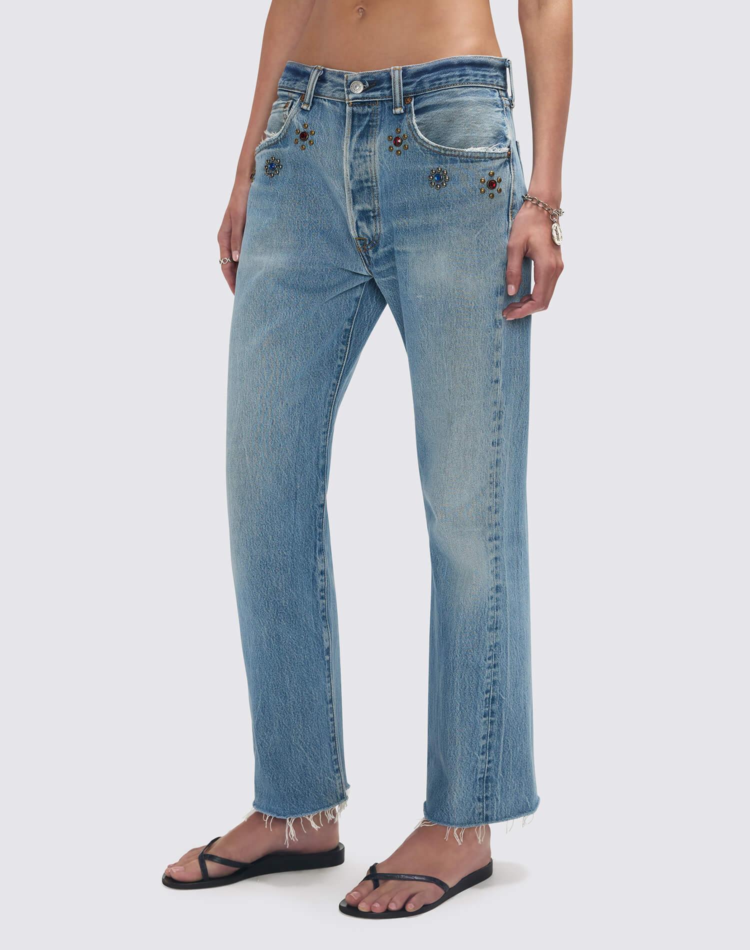 Levi's Studded Boyfriend Jean - Indigo Bloom Stud Product Image