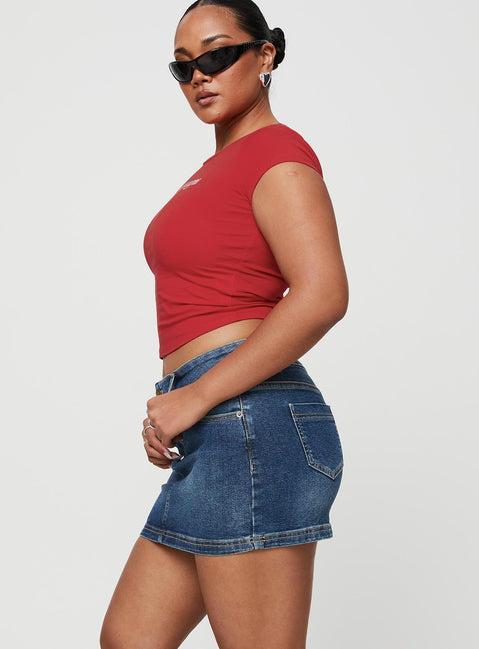 Faya Low Rise Denim Mini Skirt Dark Blue Product Image
