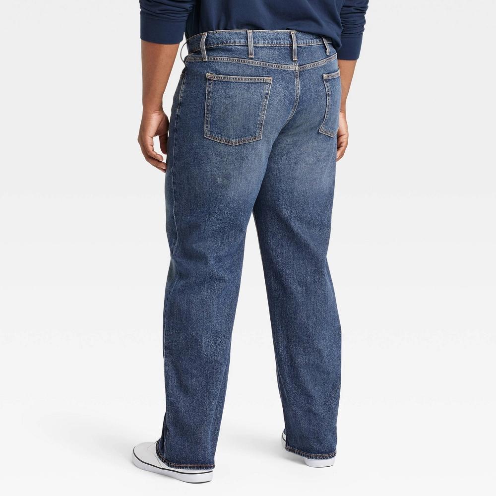 Men's Big & Tall Relaxed Fit Jeans - Goodfellow & Co™ Indigo 44x30: Mid Rise Stretch, Machine Washable Product Image