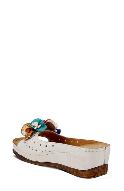 Spring Step Flower Child Slide Wedge Sandal in White Leather at Nordstrom, Size 6.5-7Us Product Image