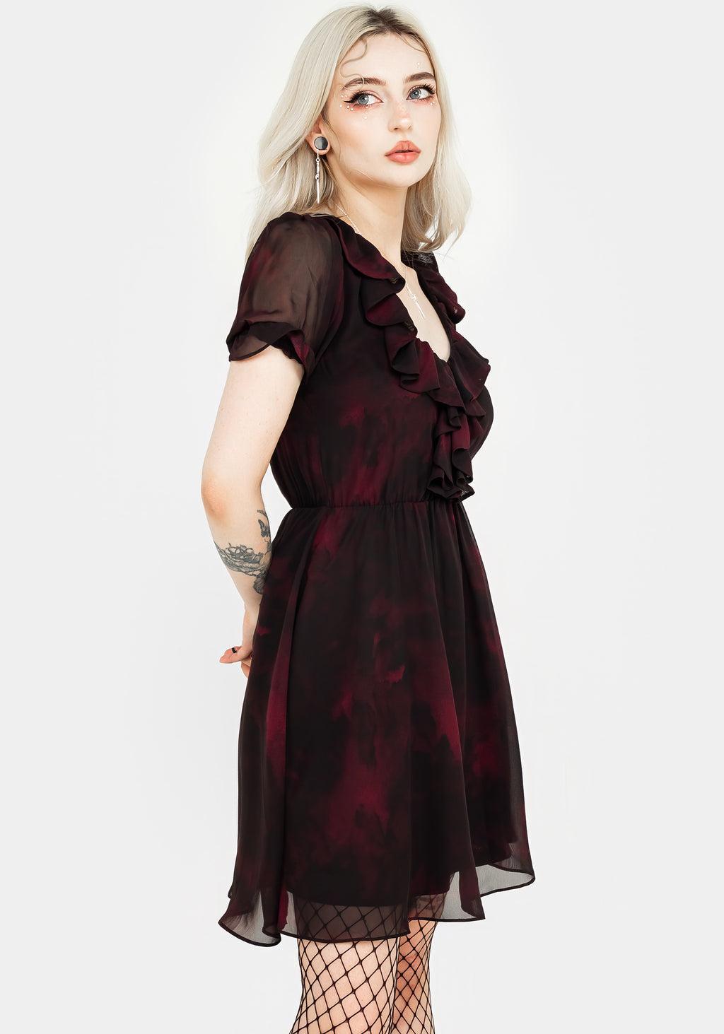 Vesta Chiffon Ruffle Mini Dress Product Image