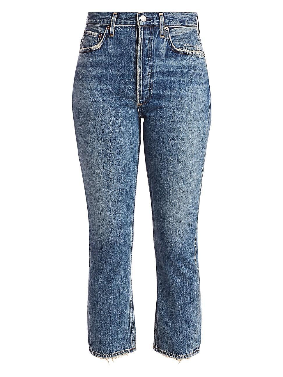 Agolde Riley High Rise Cropped Straight Jeans in Frequency Product Image