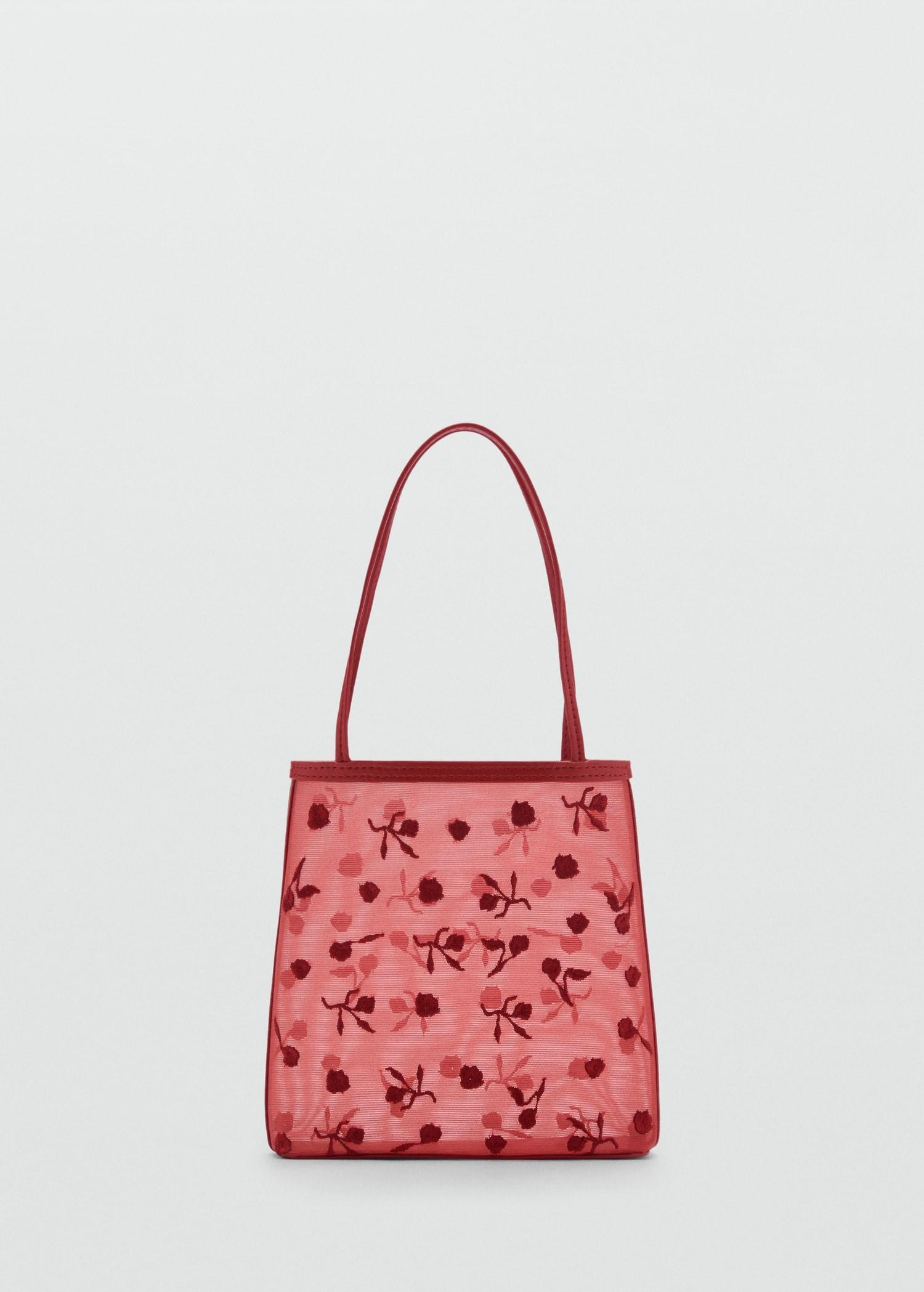 Flower-embroidered mesh bag - Women | MANGO USA Product Image
