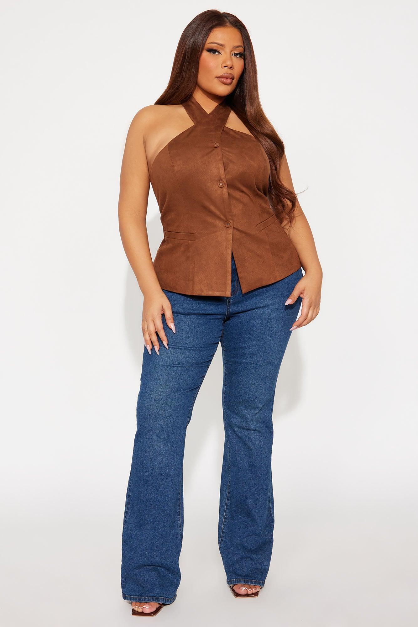 Classic Cutie Faux Suede Vest  - Brown Product Image