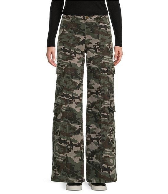 Prosperity Denim Camouflage Printed High Rise Straight Leg Jeans Product Image
