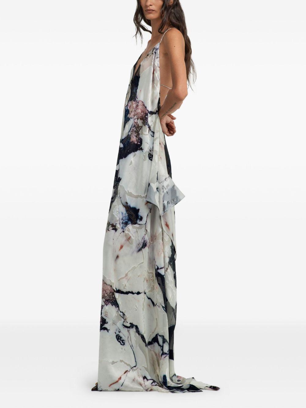 marble-print ruffled maxi dress Product Image