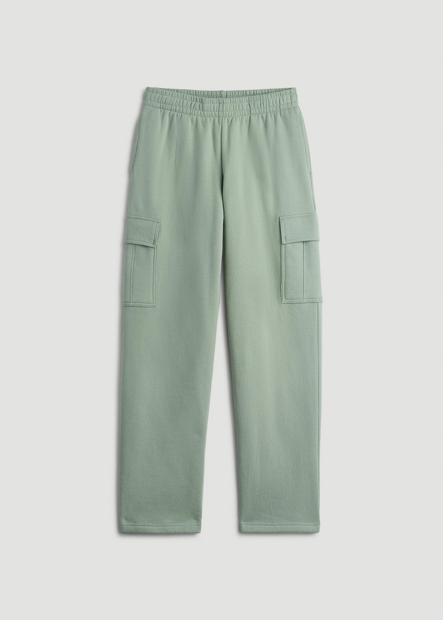 Mid Rise Cargo Fleece Sweatpants for Tall Women in Seagrass Female Product Image