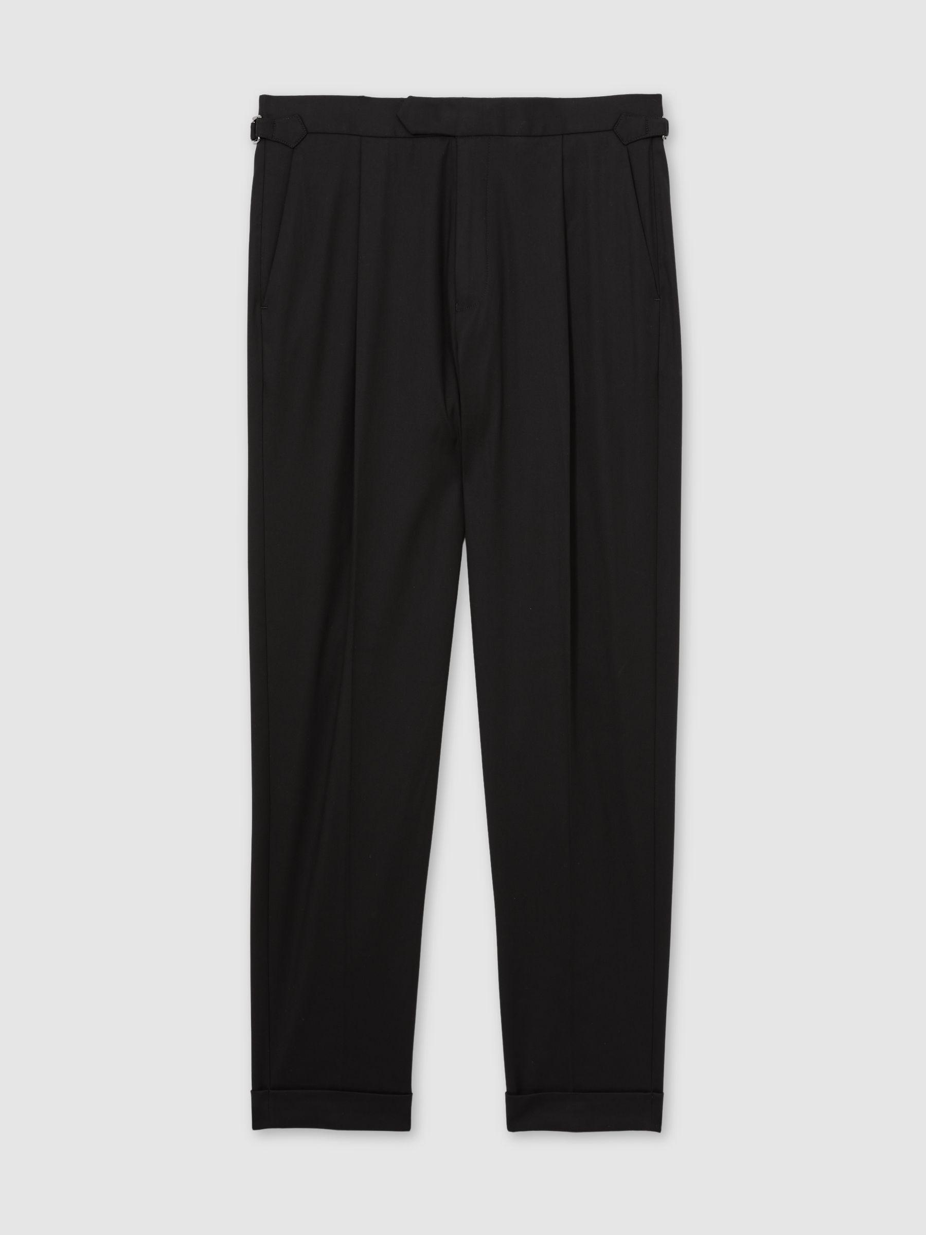 Cotton-Blend Tapered Trousers in Black Product Image