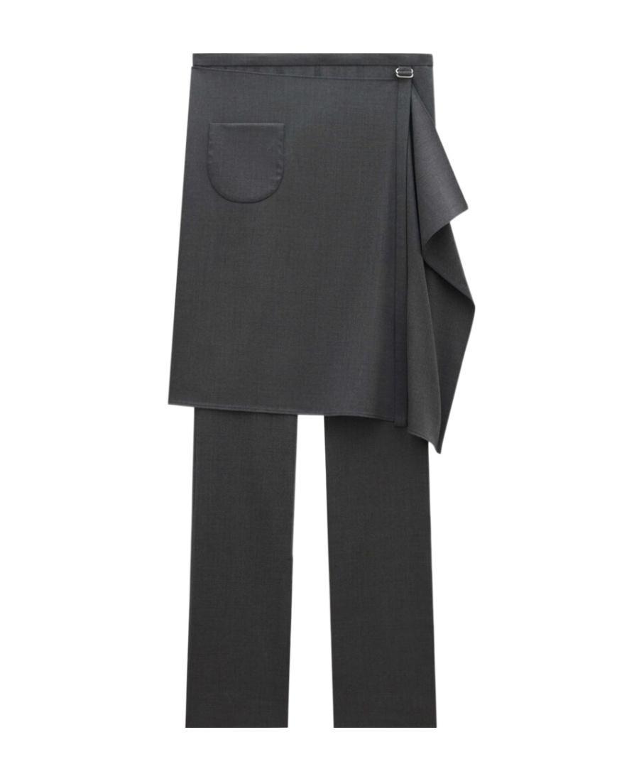 COURRÈGES Wool Tailored Pants With Draped Overskirt In Grey Product Image