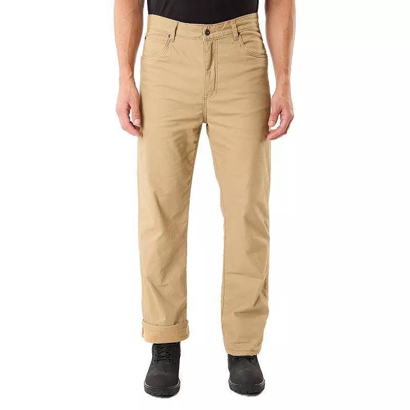 Men's Smith's Workwear Stretch Fleece-Lined Canvas 5-Pocket Pants, Size: 42X30, Green Product Image