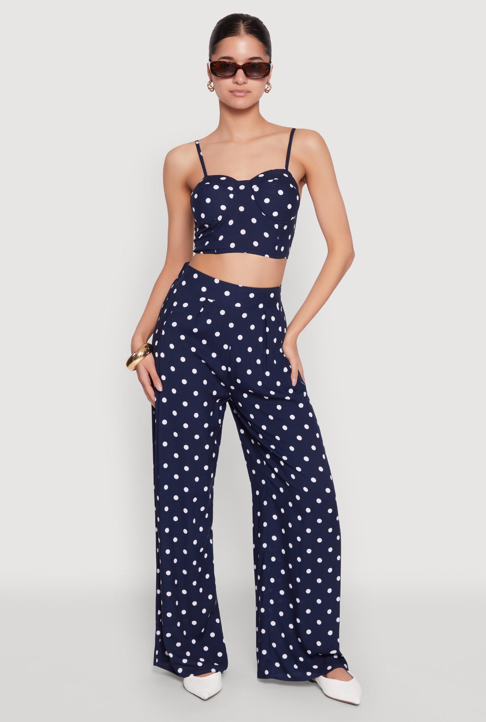 Womens High Waisted Polka Dot Palazzo Pants Product Image
