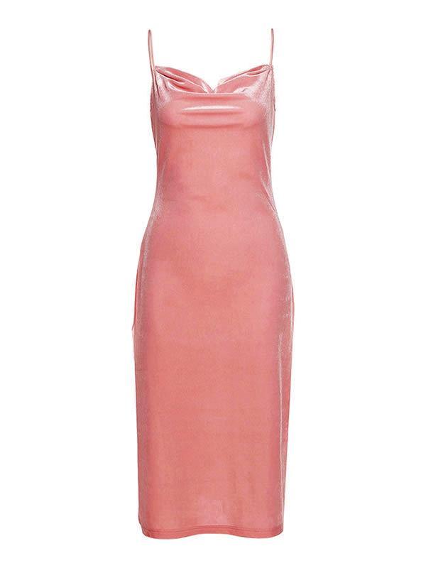 Cowl Neck Split Party Maxi Dress Product Image