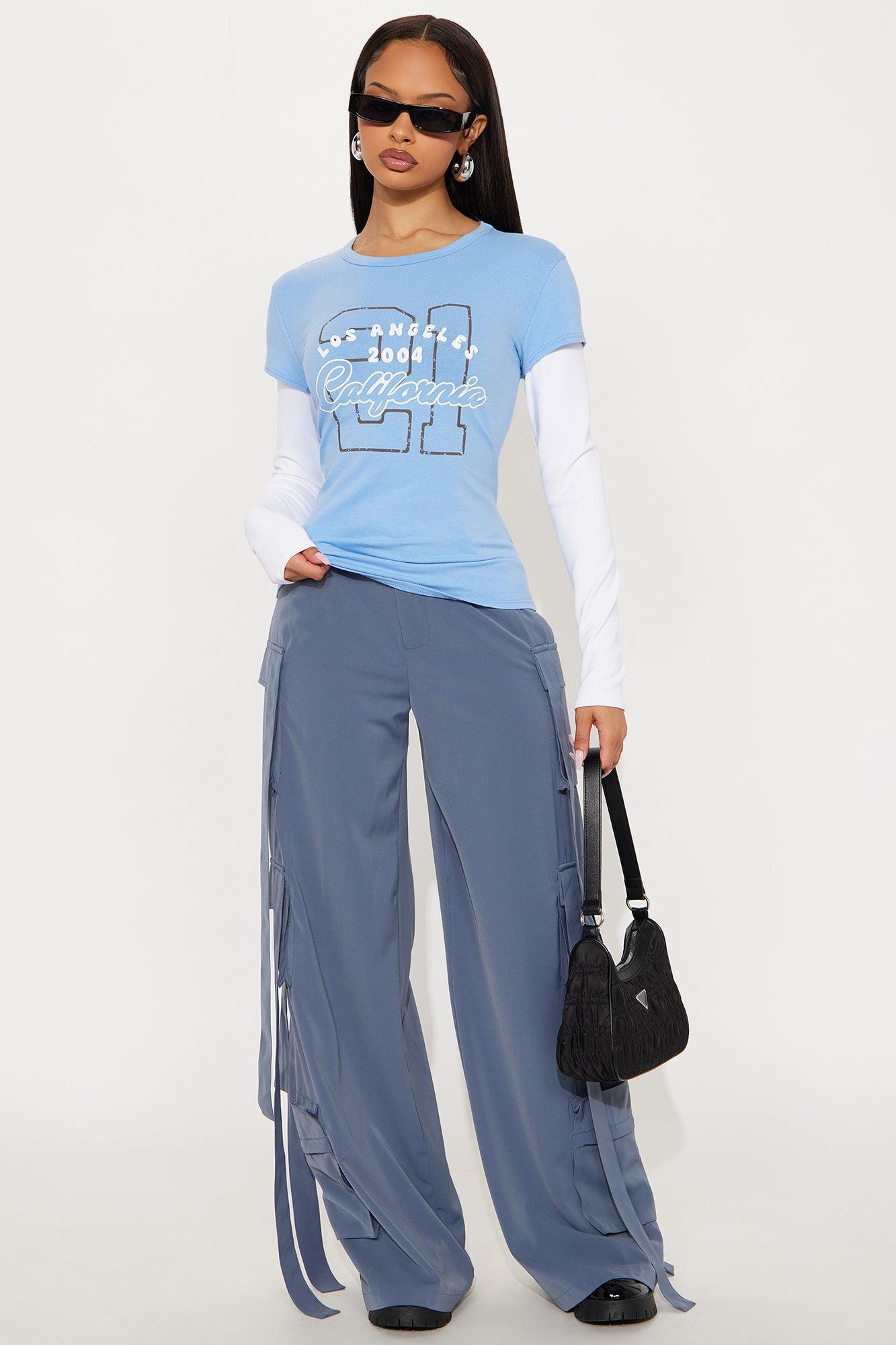 Los Angeles 2004 Double Long Sleeve Tee - White/Blue Female Product Image