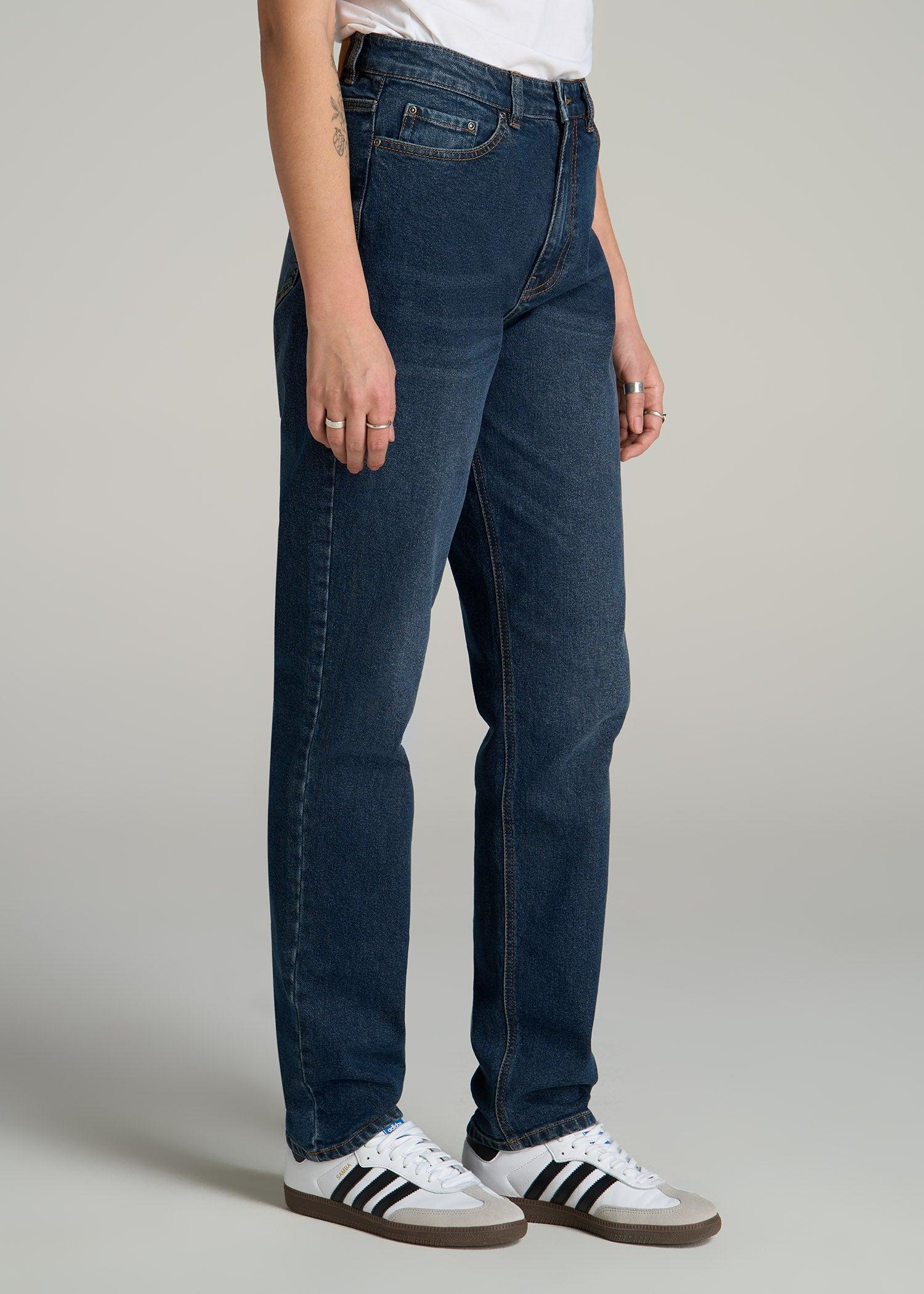 Emma High Rise Relaxed Tapered Tall Women's Jeans in Faded Dark Indigo Product Image