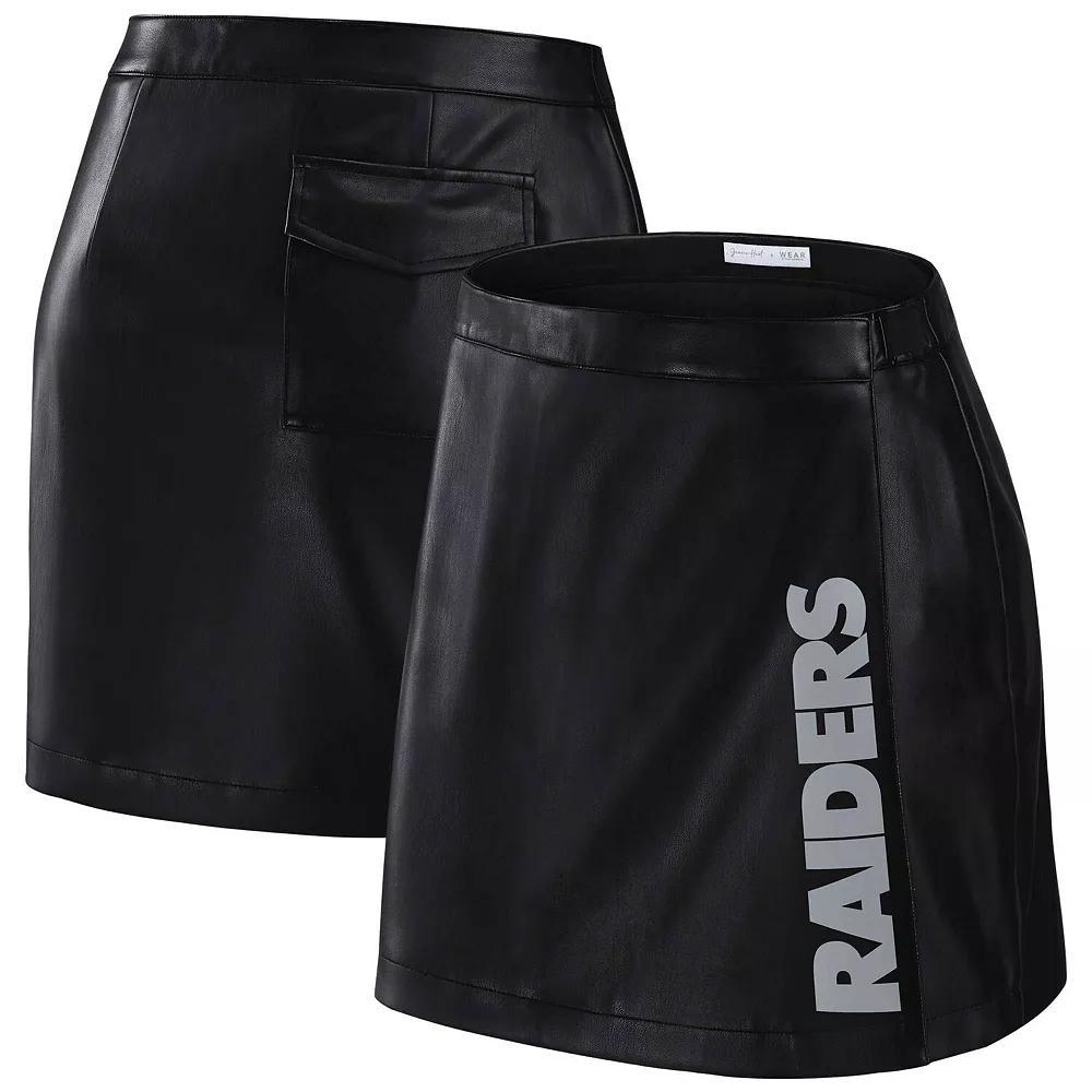 Women's WEAR by Erin Andrews x Gracie Hunt Black Las Vegas Raiders Wrap Skirt, Size: Large, Lvr Black Product Image