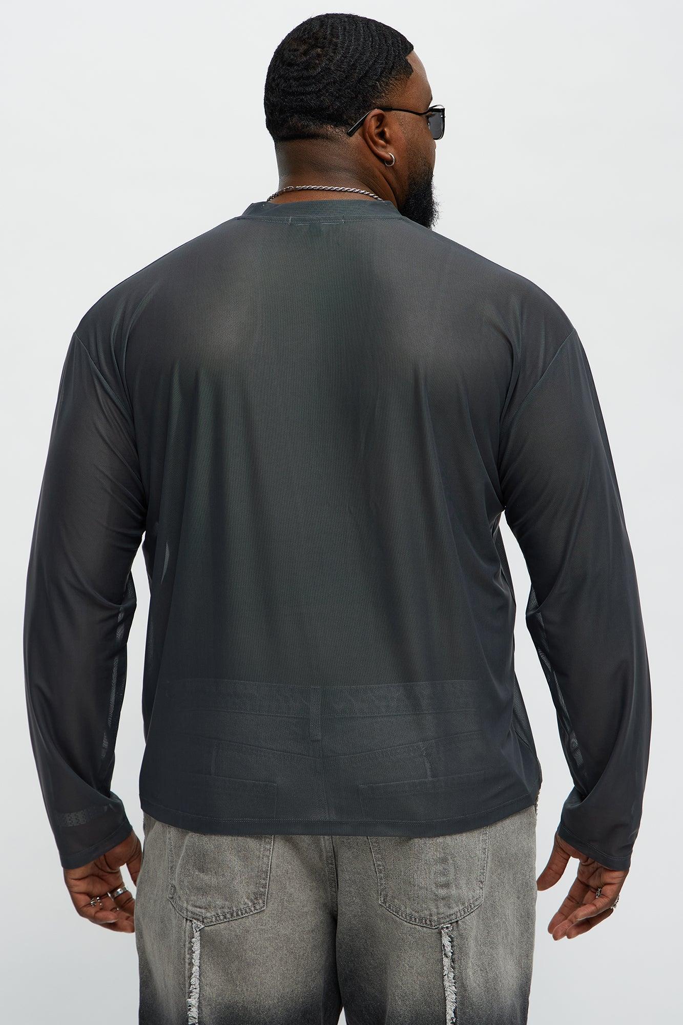 All In Your Hands Mesh Long Sleeve Tee - Grey Product Image