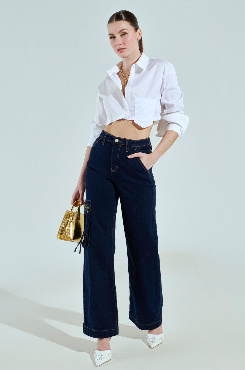 JUST ROCK WITH IT CARGO DENIM PANT Product Image