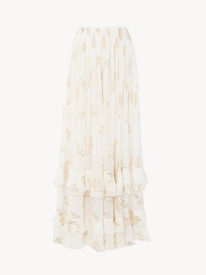 Fluid maxi skirt in silk jacquard & lurex Product Image