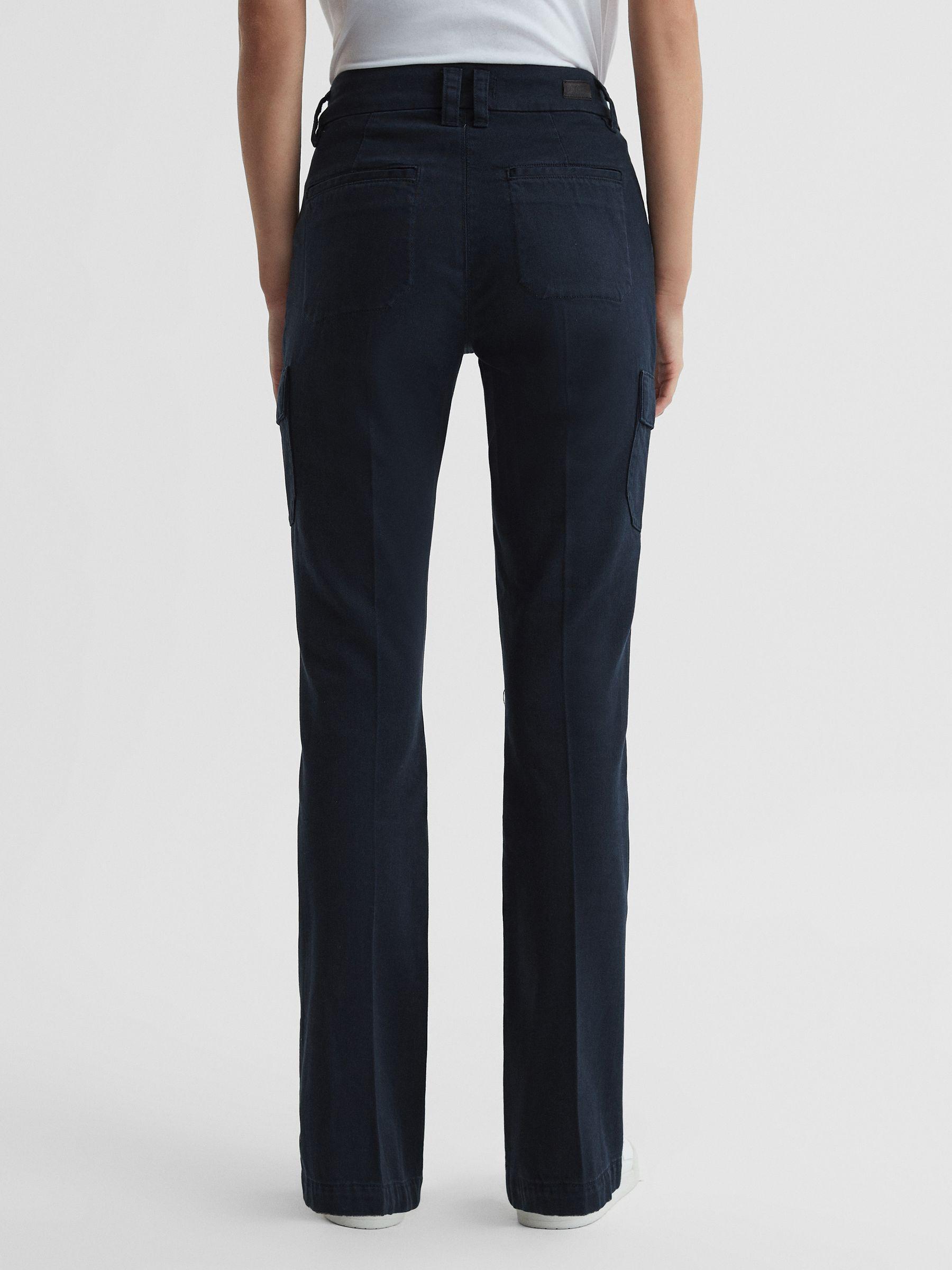 Paige Flared Cargo Trousers in Navy Skyline Product Image
