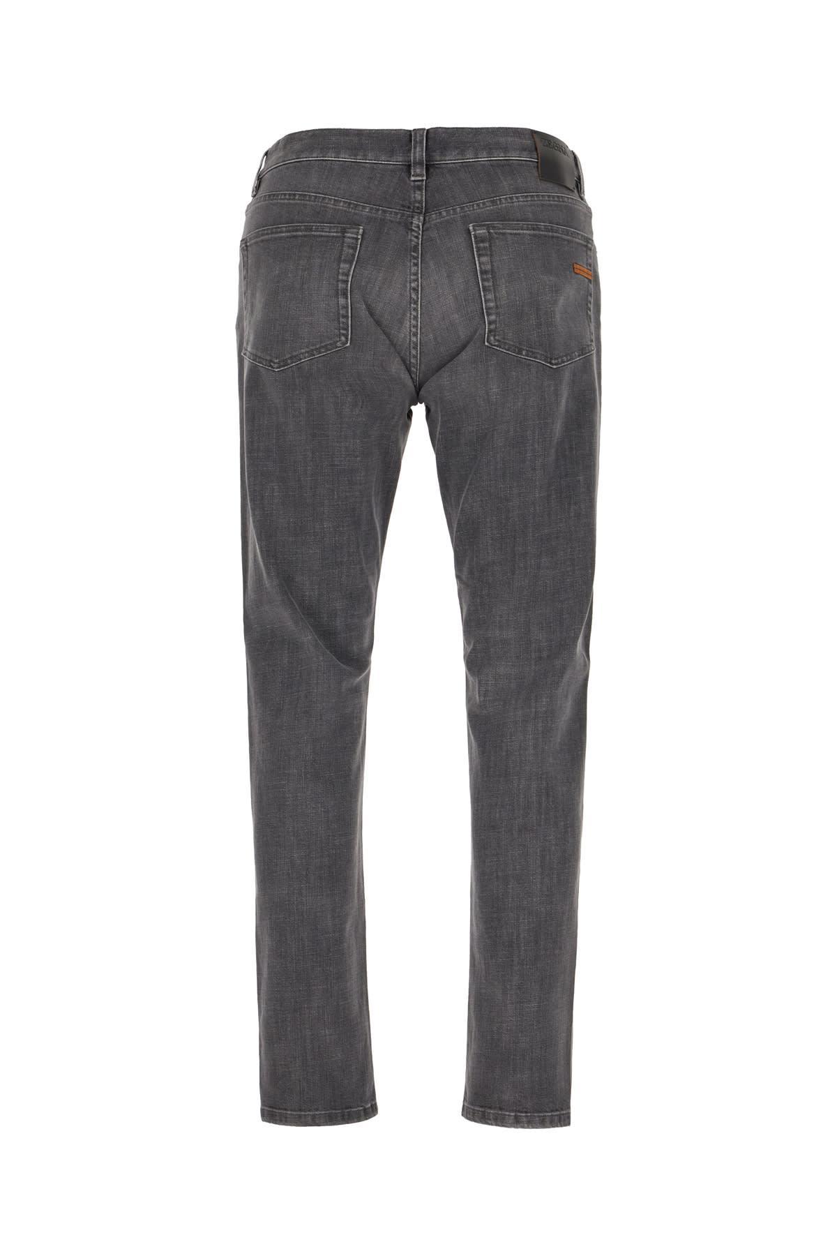 ZEGNA Grey Stretch Denim Jeans In Roccia Light Black Product Image