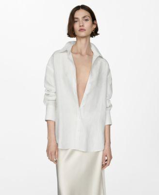Mango Womens 100% Linen Long Sleeve Shirt Product Image