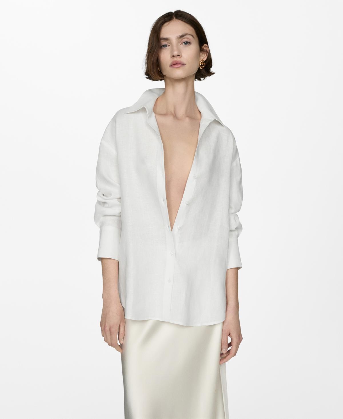 Mango Womens 100% Linen Long Sleeve Shirt Product Image