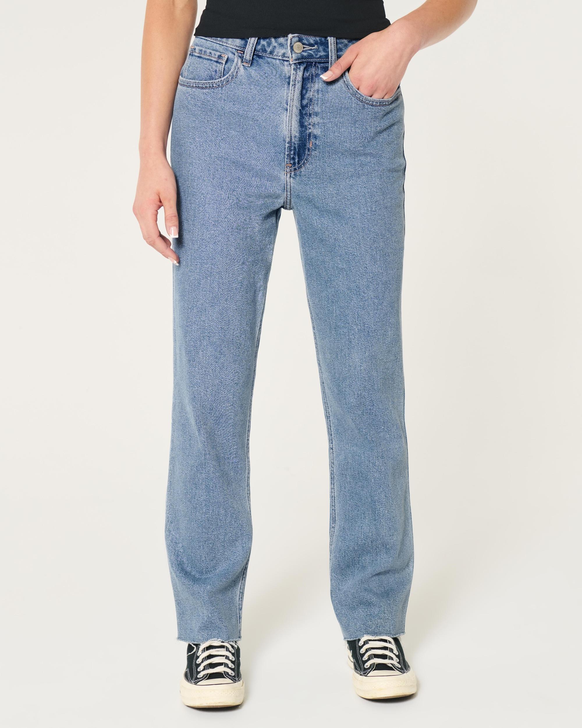 Ultra High-Rise Medium Wash 90s Straight Jeans Product Image
