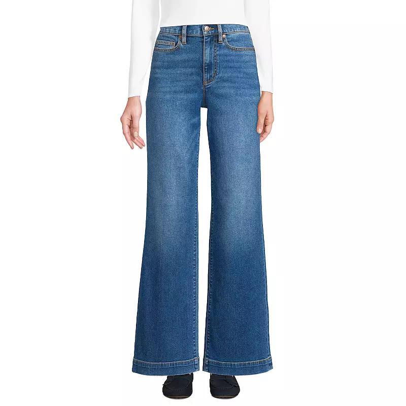 Petite Lands' End Recover High-Rise Wide-Leg Jeans, Women's, Size: 18P 28, River Rinse Product Image