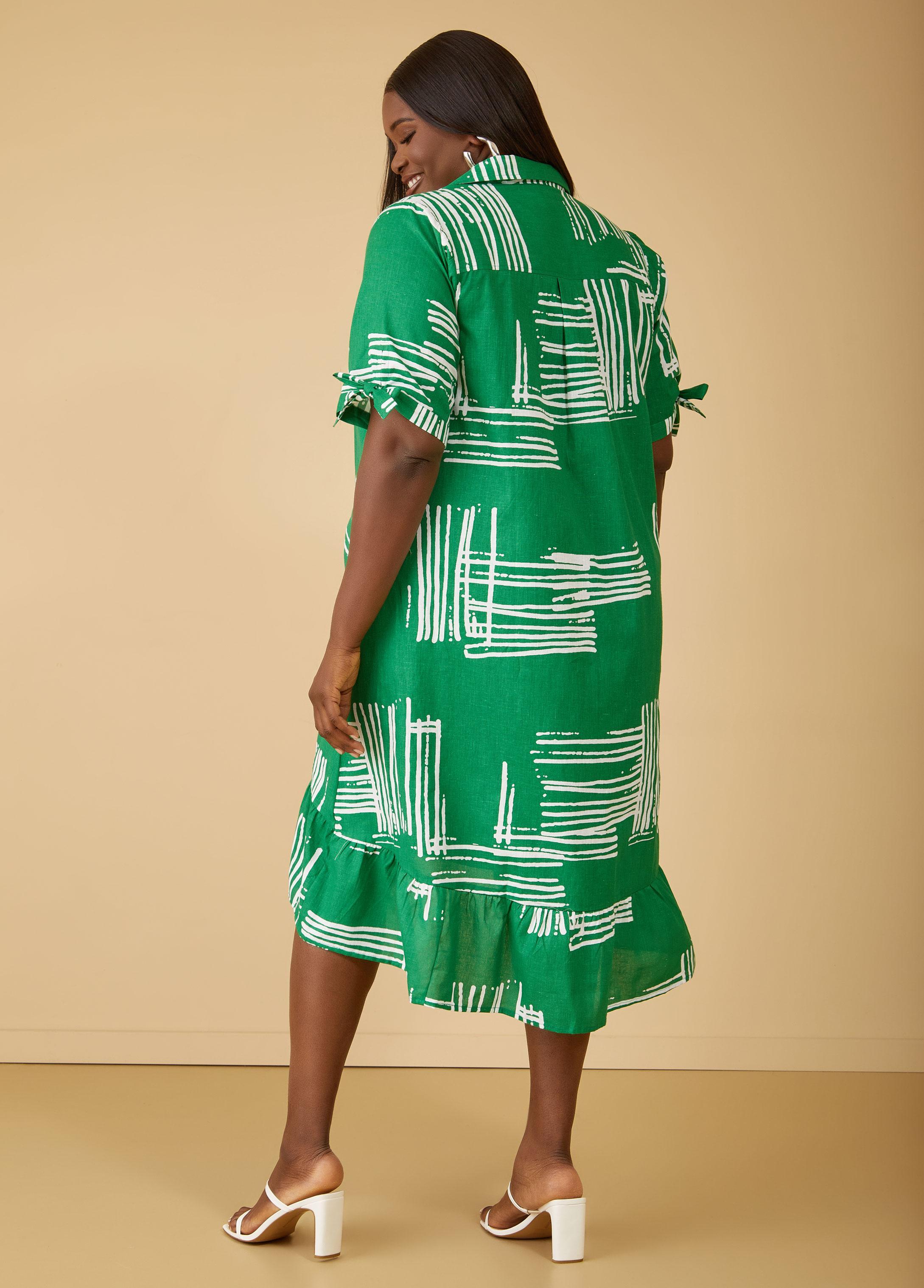 Printed Linen Blend Hi Low Dress Product Image