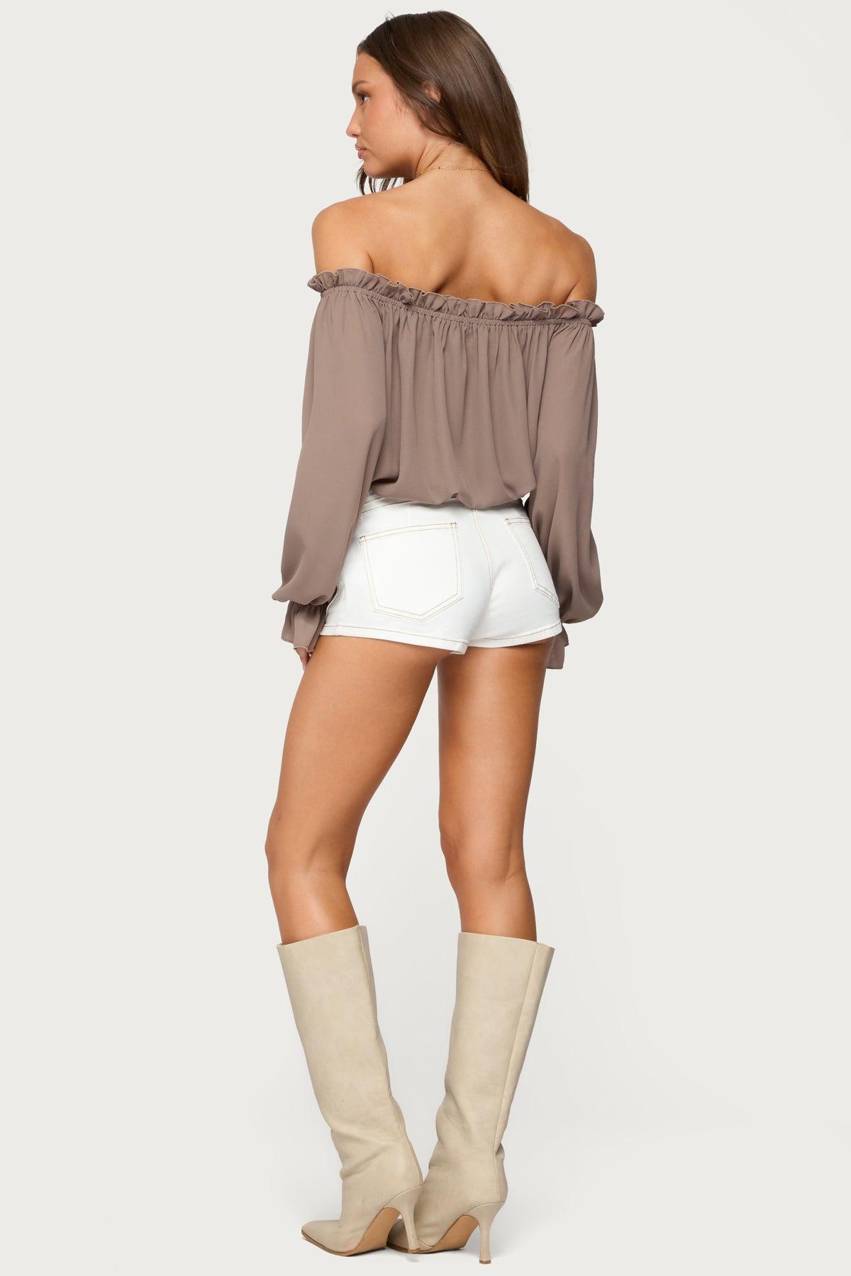 Juna Off Shoulder Ruffle Chiffon Top Product Image