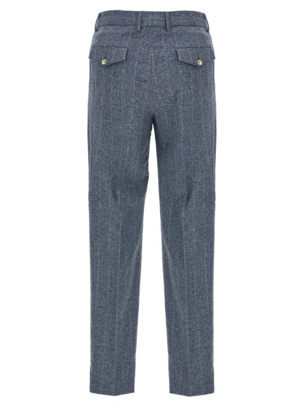 BRUNELLO CUCINELLI Striped Tapered Tailored Trousers In Light Blue Product Image