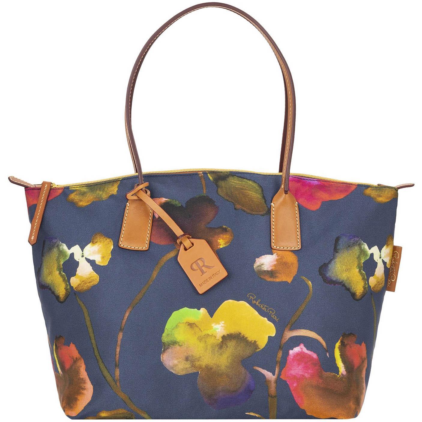 Dooney & Bourke Womens Roberta Pieri Flower Classic Large Robertina Fabric Tote Shopping Bag in White Product Image