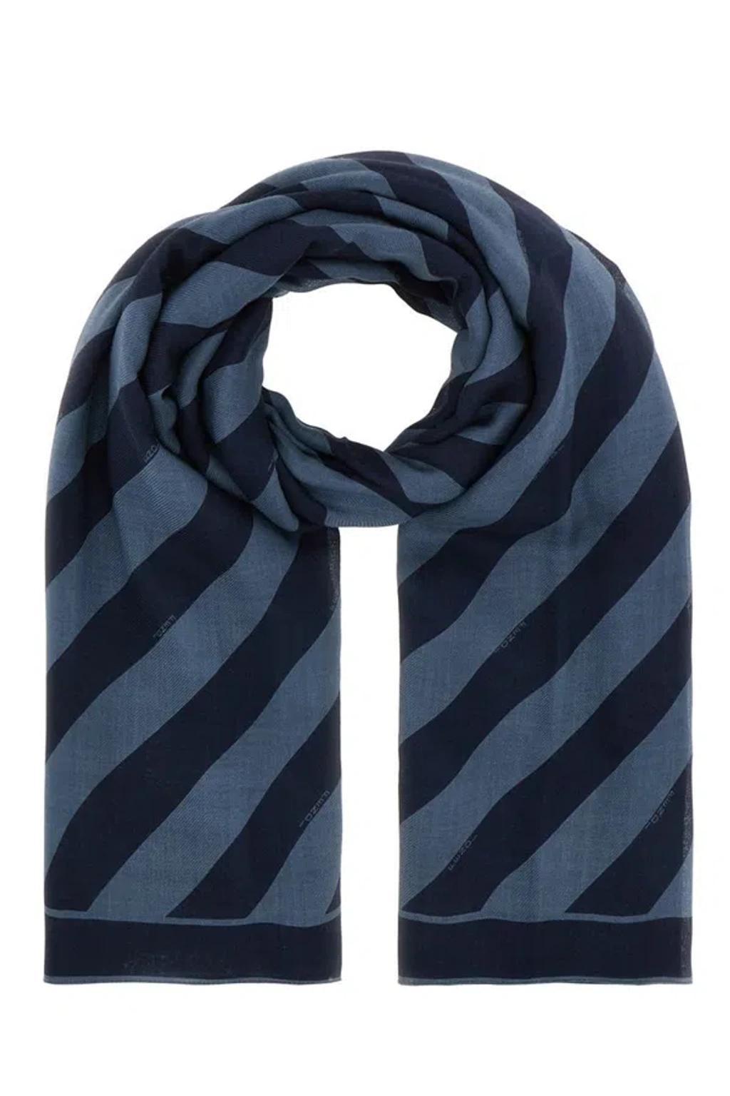 FENDI Men Embroidered Wool And Linen Scarf In Multicolor Product Image