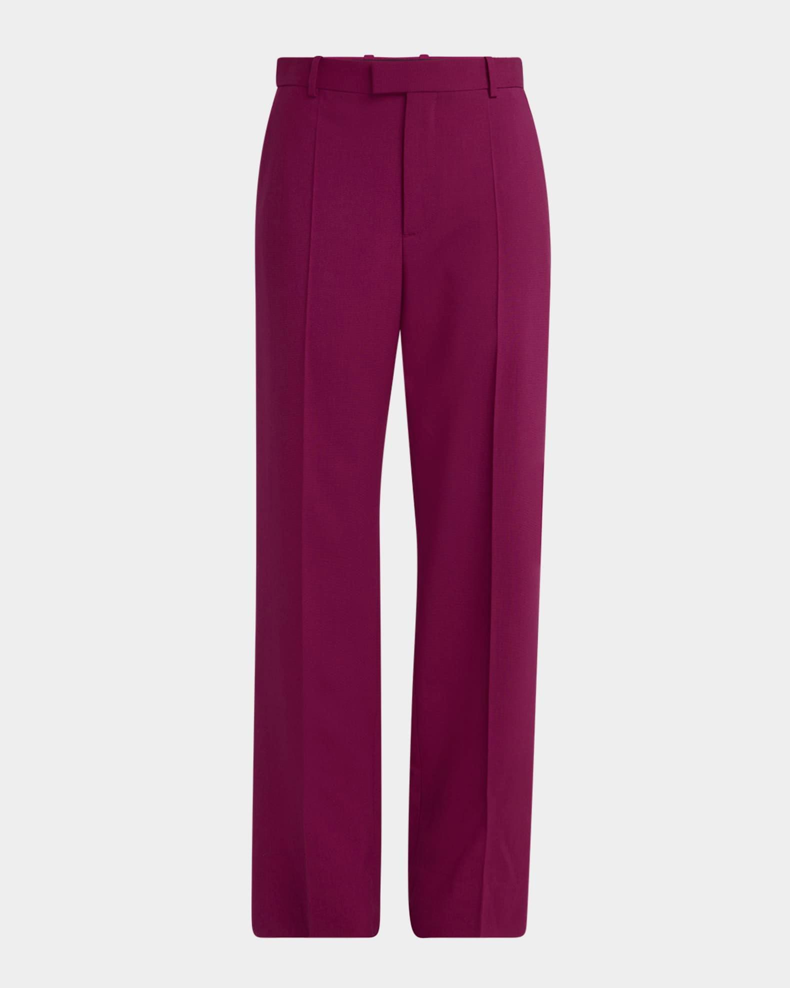 Fine Viscose-Silk Twill Straight-Leg Trousers Product Image