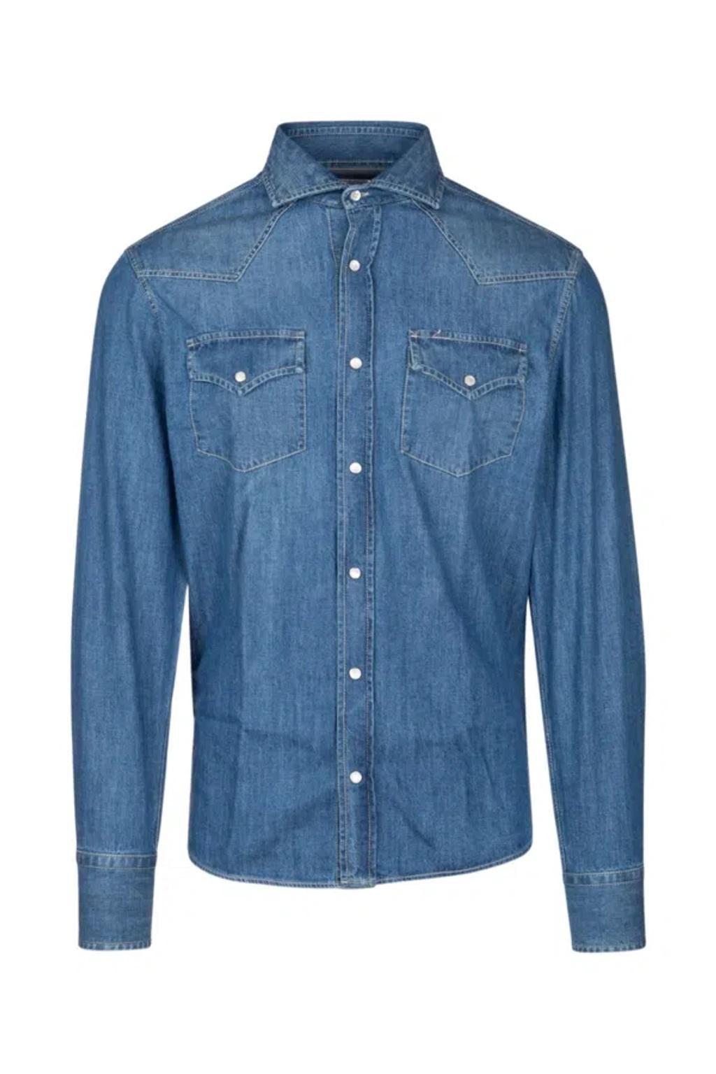 BRUNELLO CUCINELLI Button In Blue Product Image