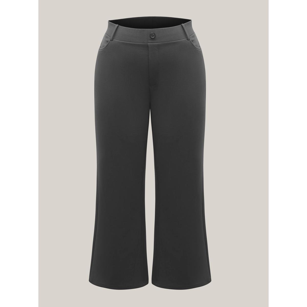 Plus Size No-Waist Gap High Rise Flared Pants Women DimGray At the Office Bootcut Mid Rise Work Pants BloomChic 14-16/1X Product Image