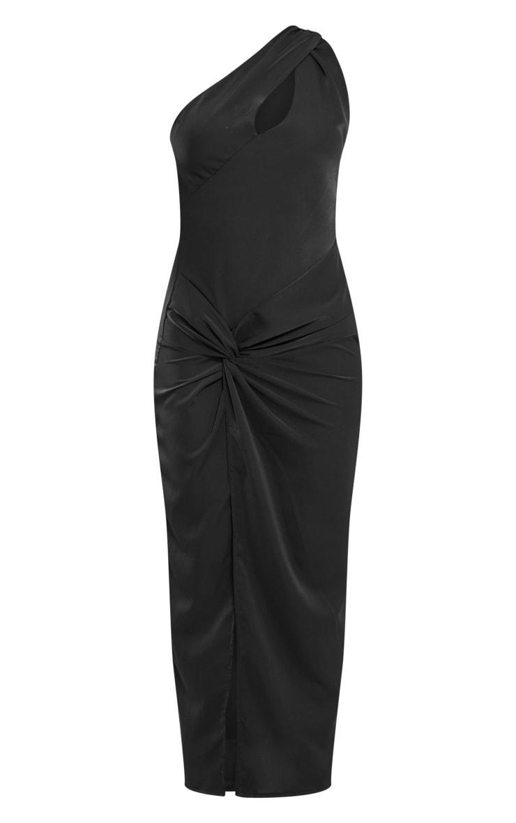 Black Chiffon Twist Detail One Shoulder Cut Out Midaxi Dress Product Image