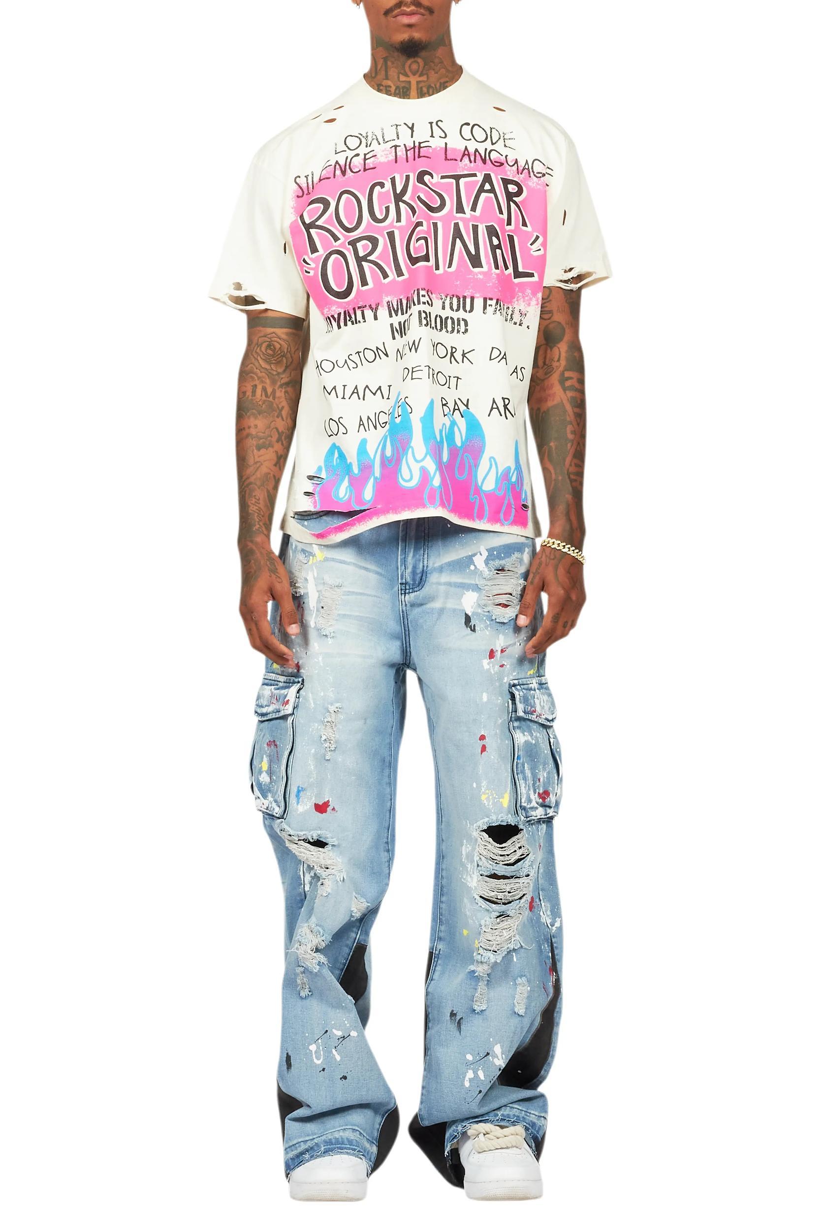 Dru Blue Painter Baggy Cargo Jean Male Product Image