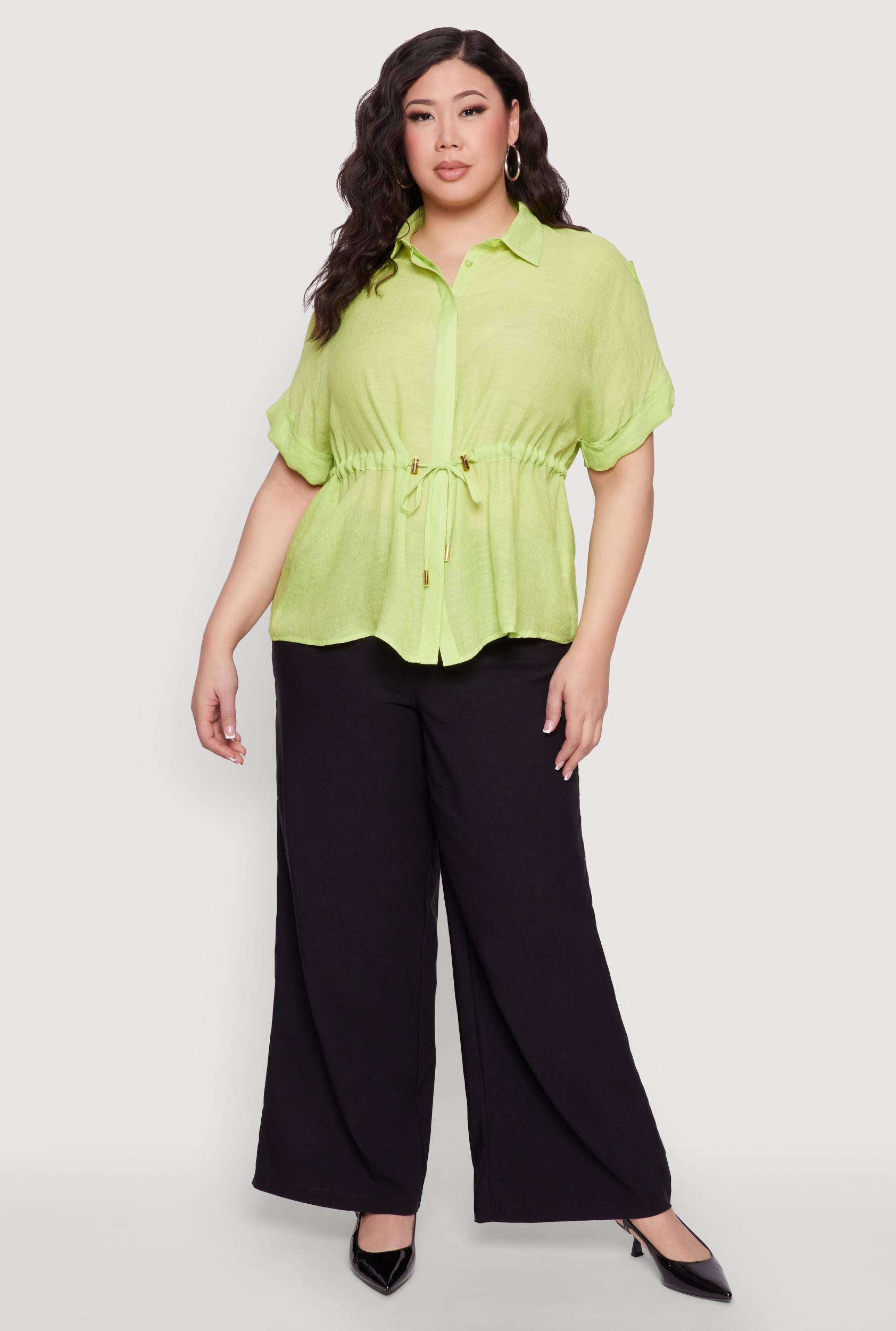 Plus Size Drawstring Waist Shirt Female Product Image